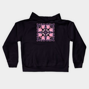 Crystal Hearts and Flowers Valentines Kaleidoscope pattern (Seamless) 12 Kids Hoodie